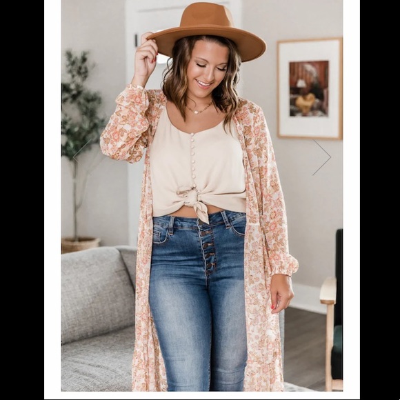 NWOT Floral Long Sleeve Duster - Picture 8 of 8